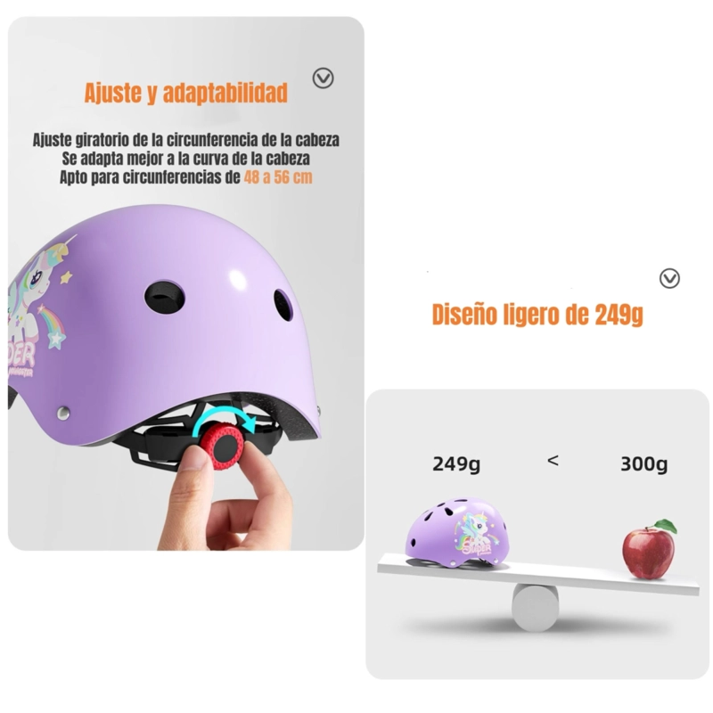 CASCO INFANTIL Y SET DE PROTECCION 6 PIEZAS SUPER LUBABYCAS - 5