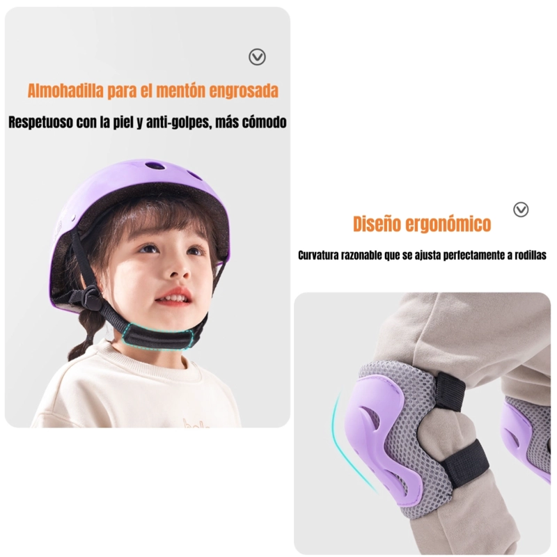 CASCO INFANTIL Y SET DE PROTECCION 6 PIEZAS SUPER LUBABYCAS - 6