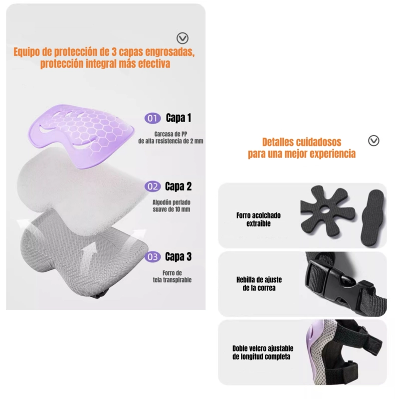 CASCO INFANTIL Y SET DE PROTECCION 6 PIEZAS SUPER LUBABYCAS - 7