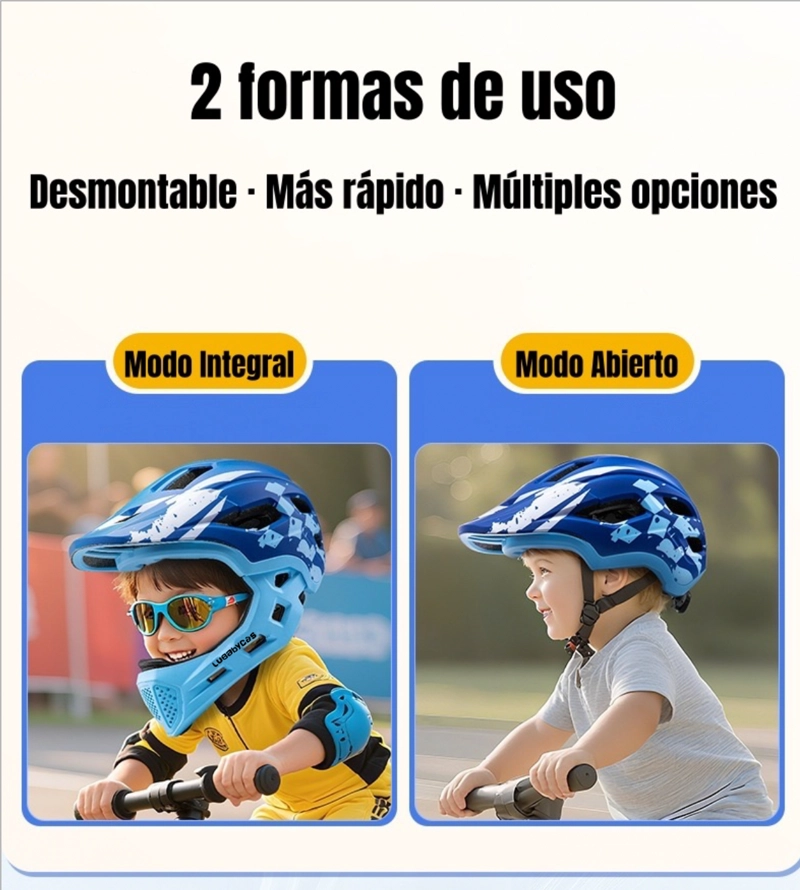 CASCO INTEGRAL INFANTIL NIÑOS 2 EN 1 AJUSTABLE GT LUBABYCAS - 2