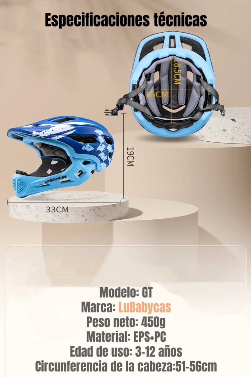 CASCO INTEGRAL INFANTIL NIÑOS 2 EN 1 AJUSTABLE GT LUBABYCAS - 8