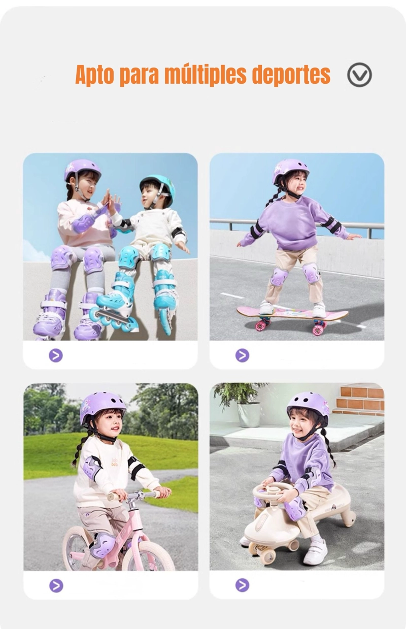 SET PROTECCION 6 PCS CODERAS RODILLERAS MUÑEQUERA ROSA - 5