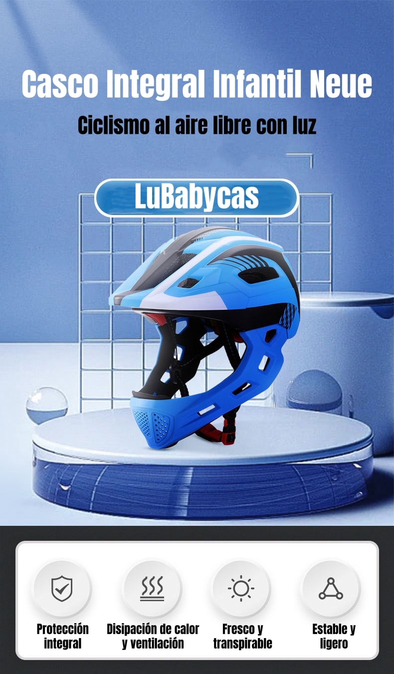 CASCO INTEGRAL INFANTIL BICI 2 EN 1 CON LUZ NEUE LUBABYCAS - 2