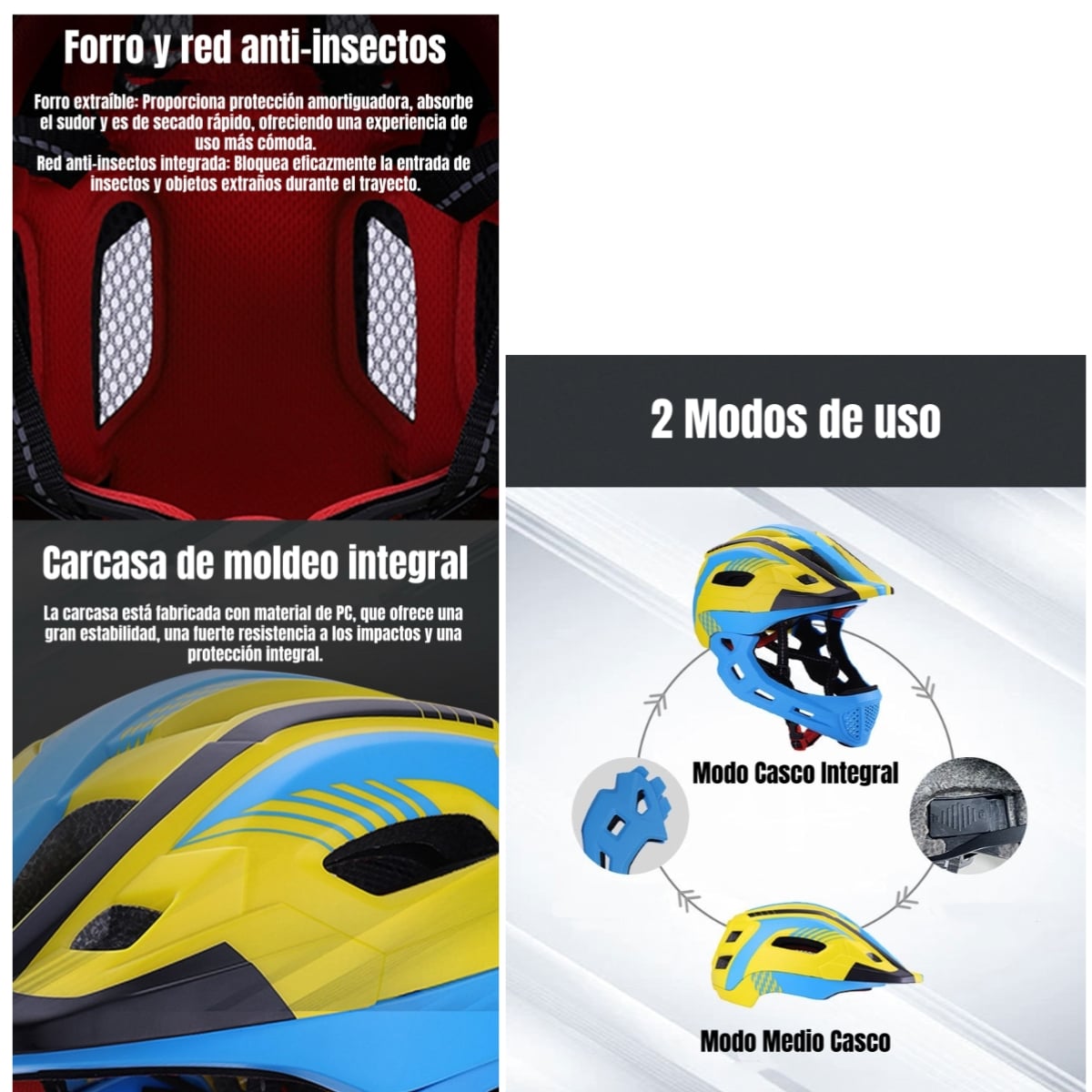 CASCO INTEGRAL INFANTIL BICI 2 EN 1 CON LUZ NEUE LUBABYCAS - 6