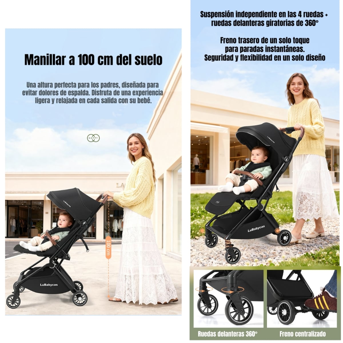 COCHE DE PASEO TIPO MALETA ALUMINIO 0-3 AÑOS JETA LUBABYCAS - 3