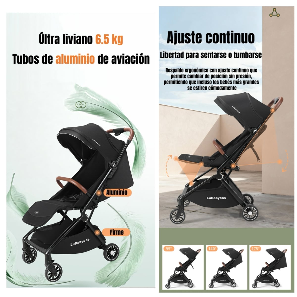 COCHE DE PASEO TIPO MALETA ALUMINIO 0-3 AÑOS JETA LUBABYCAS - 4