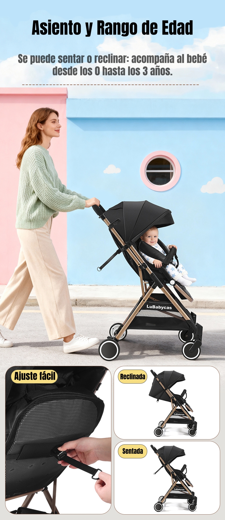 COCHE DE PASEO ULTRA LIVIANO 0-3 AÑOS GTS LUBABYCAS - 7