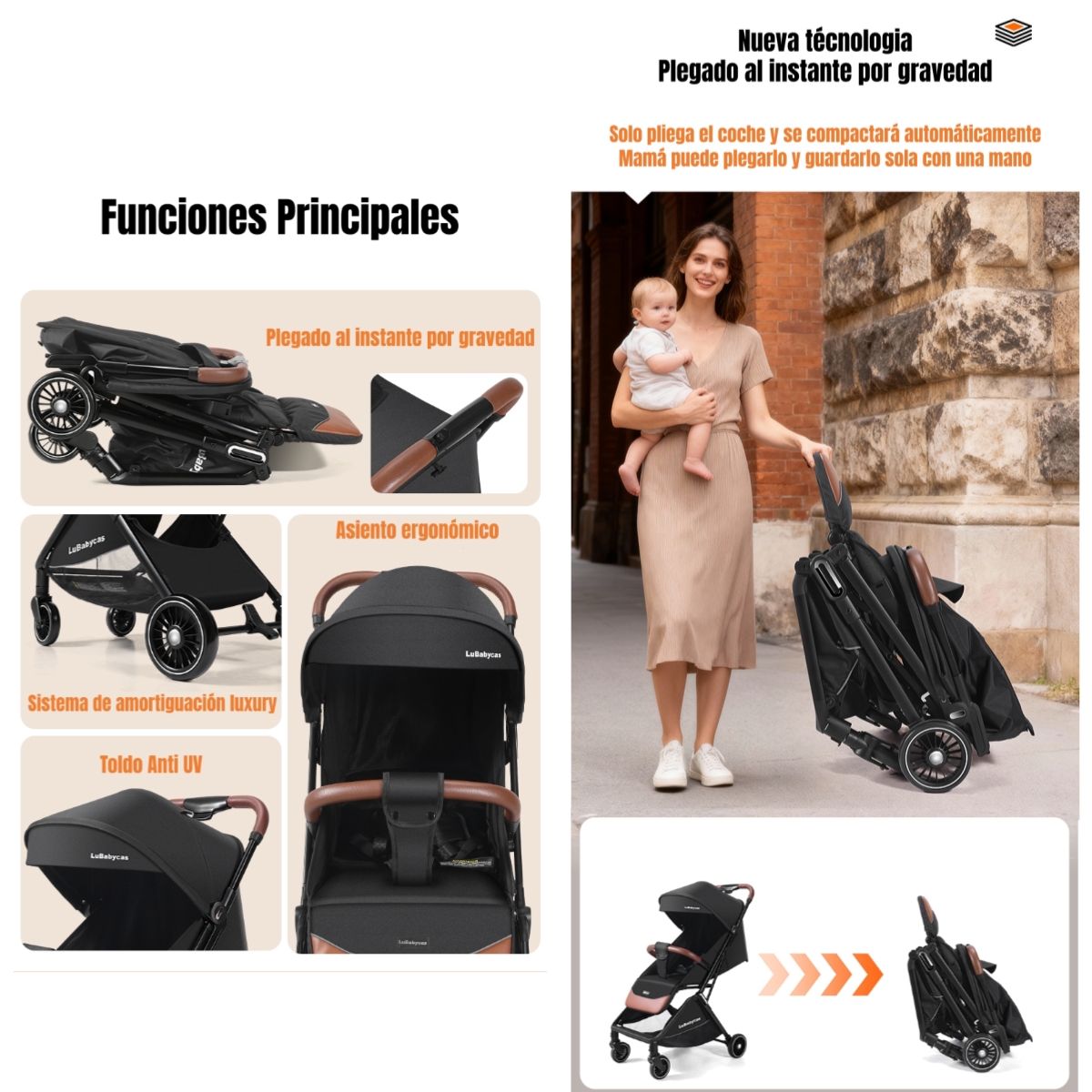 COCHE DE PASEO LUBABYCAS ELEGANTE DE ALUMINIO 0-3 AÑOS FIND - 3