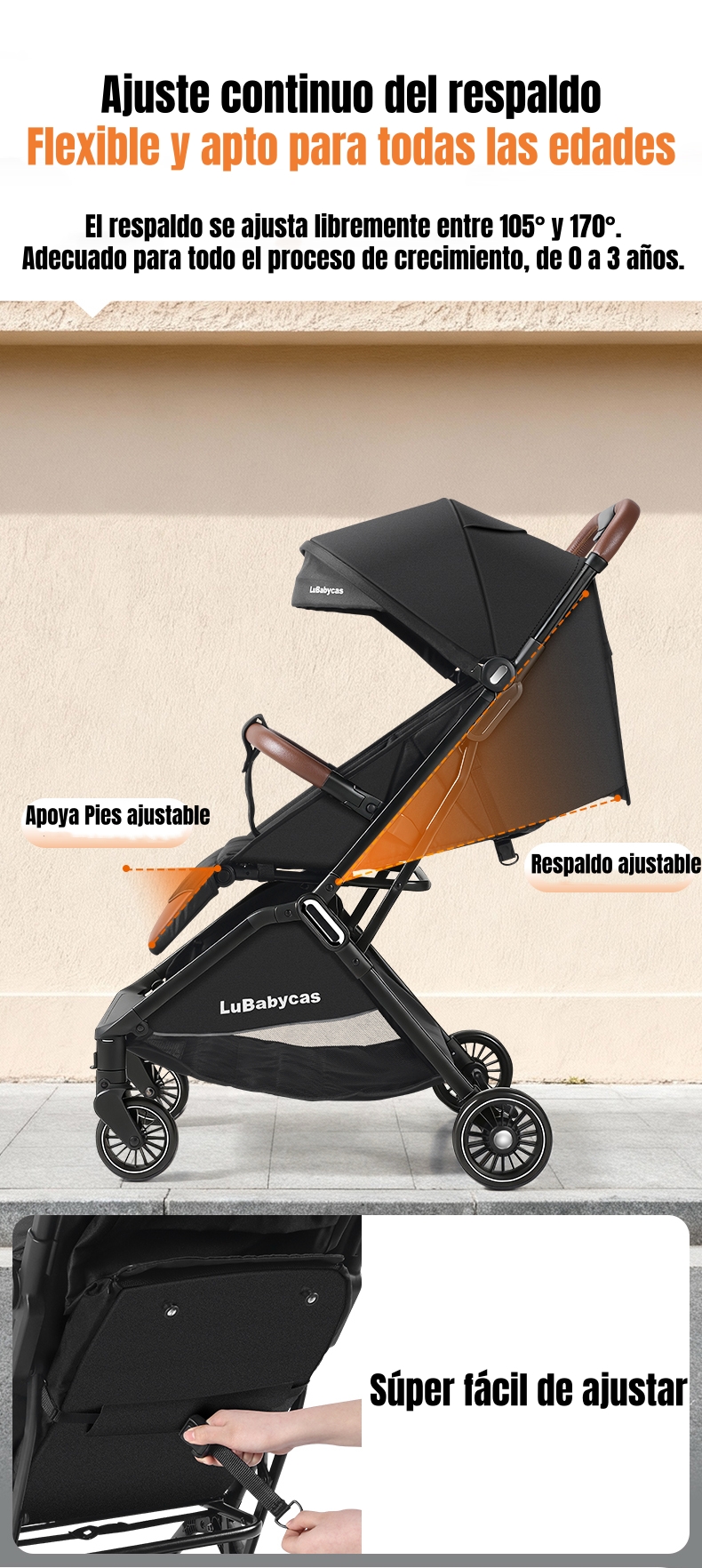 COCHE DE PASEO LUBABYCAS ELEGANTE DE ALUMINIO 0-3 AÑOS FIND - 6