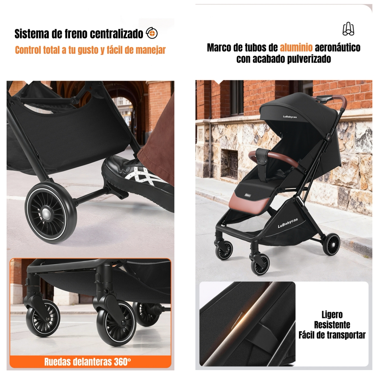 COCHE DE PASEO LUBABYCAS ELEGANTE DE ALUMINIO 0-3 AÑOS FIND - 7