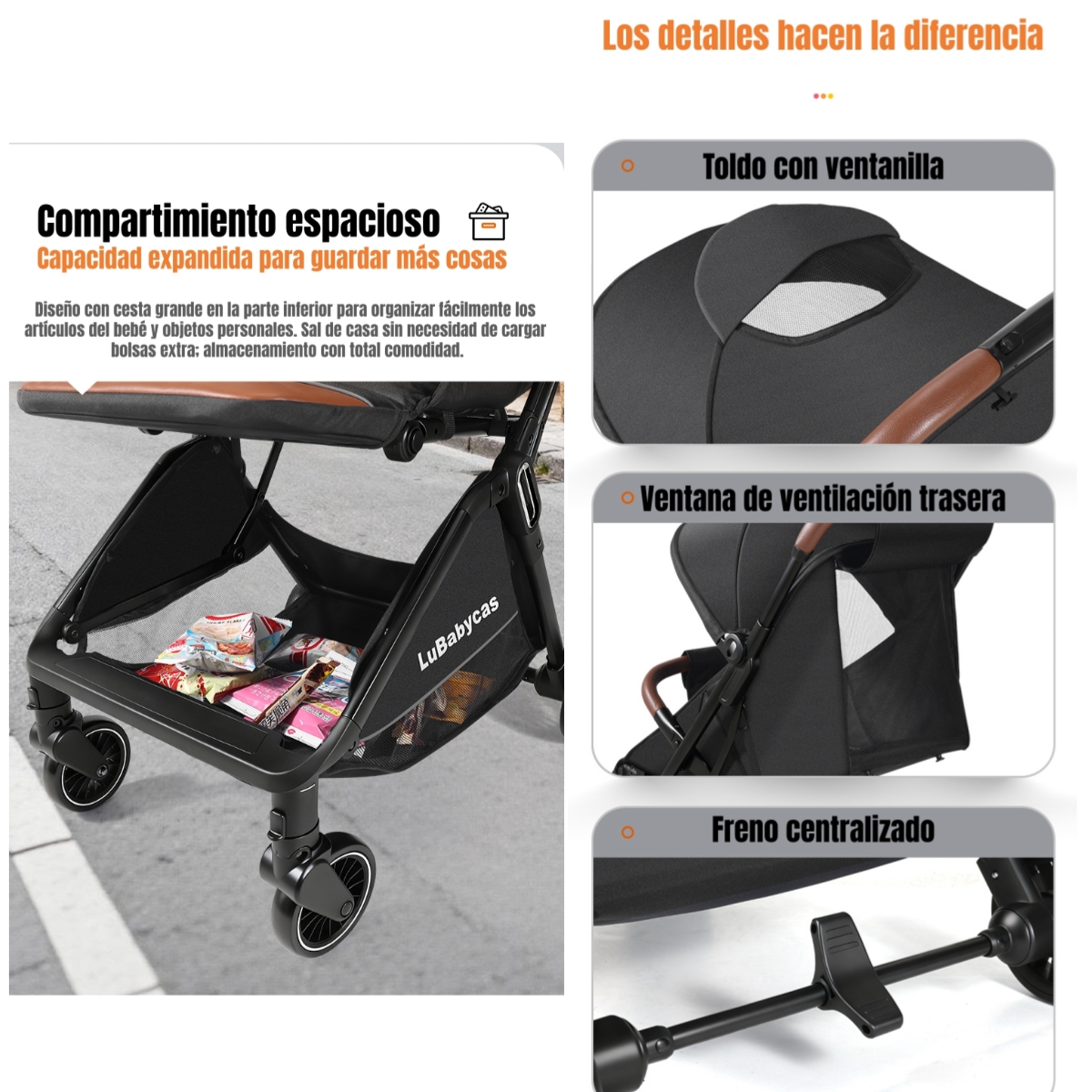 COCHE DE PASEO LUBABYCAS ELEGANTE DE ALUMINIO 0-3 AÑOS FIND - 8