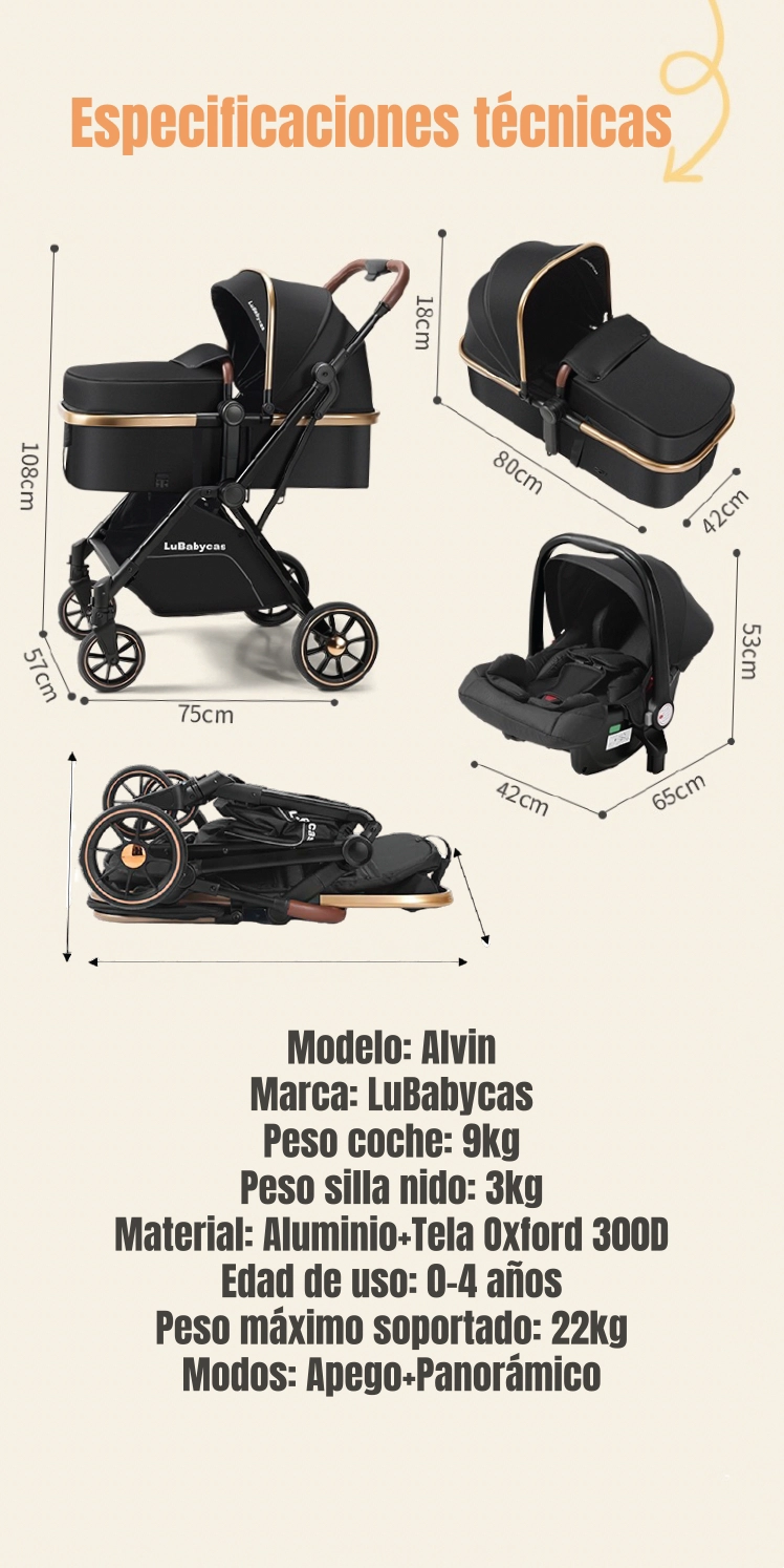 COCHE TRAVEL SYSTEM LUBABYCAS 0-4 AÑOS ALUMINIO ALVIN ROSADO - 8