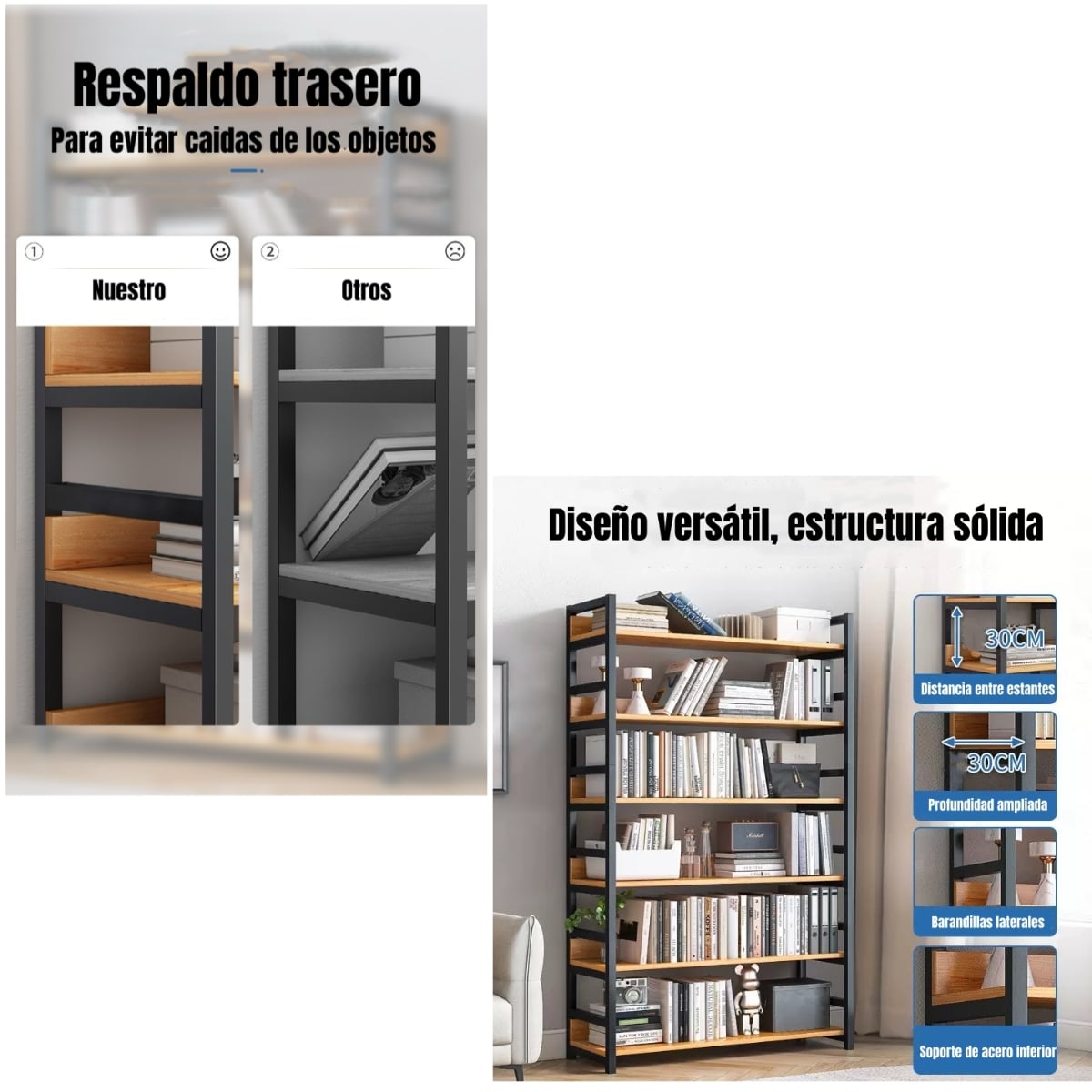 ESTANTES LIBRERO REPISAS DE 6 NIVELES 174CM ANTON - 4