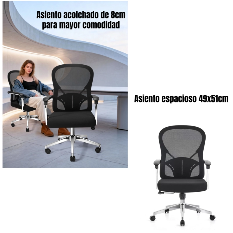 SILLA DE ESCRITORIO EJECUTIVA ERGONOMICA PACK 2 SILLAS LEAP - 3