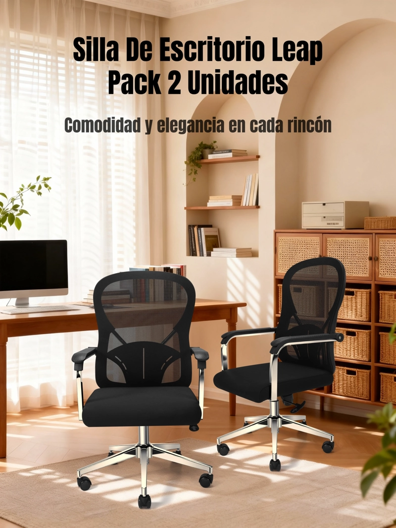 SILLA DE ESCRITORIO EJECUTIVA ERGONOMICA PACK 2 SILLAS LEAP - 7