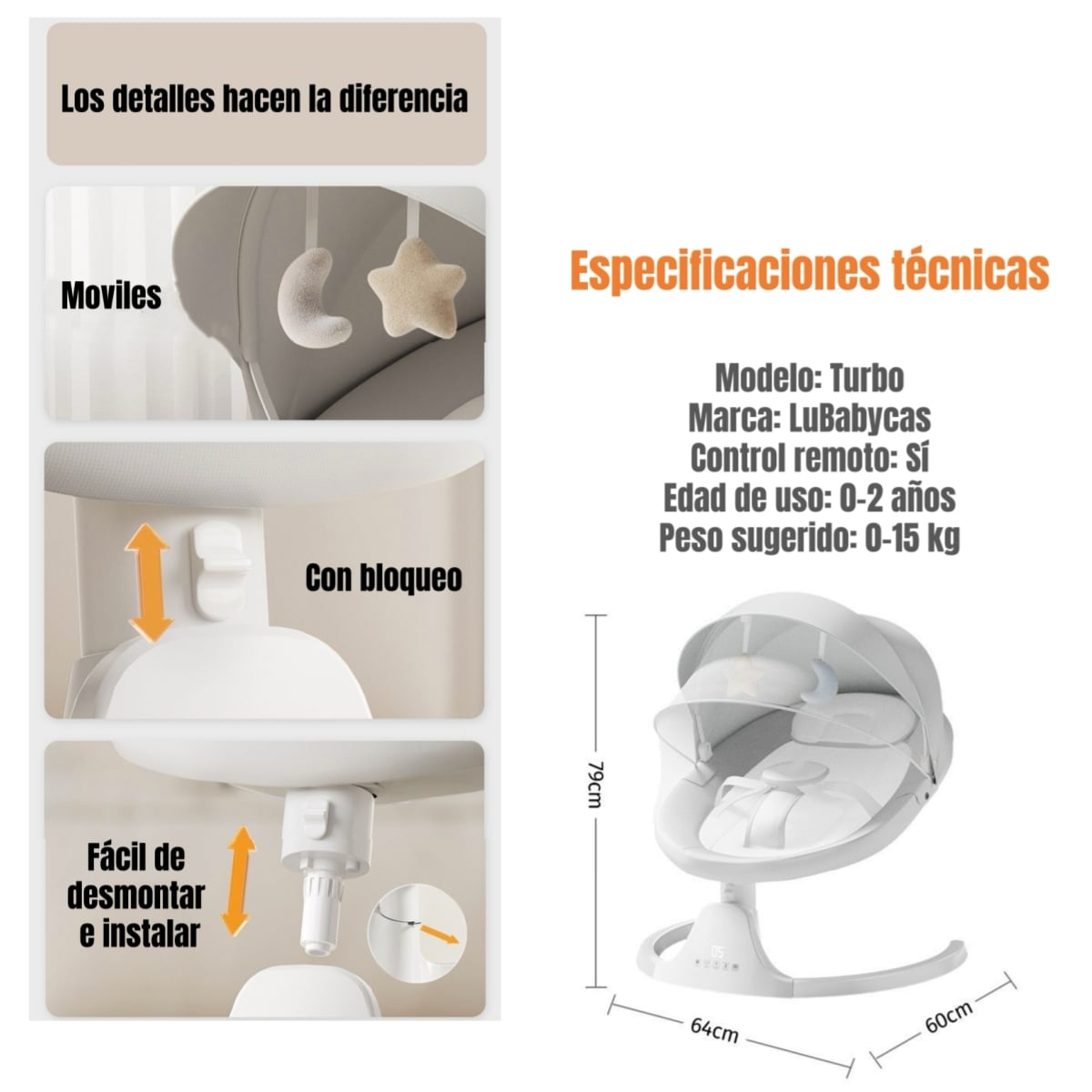 MECEDORA ELE CTRICA LUBABYCAS BLUETOOTH TURBO - 8