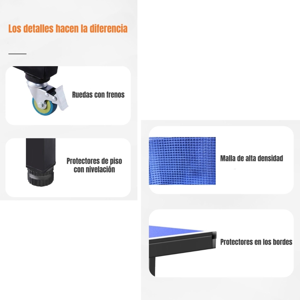 MESA DE PING PONG PROFESIONAL PLEGABLE ACCESORIOS LUBABYCAS - 7