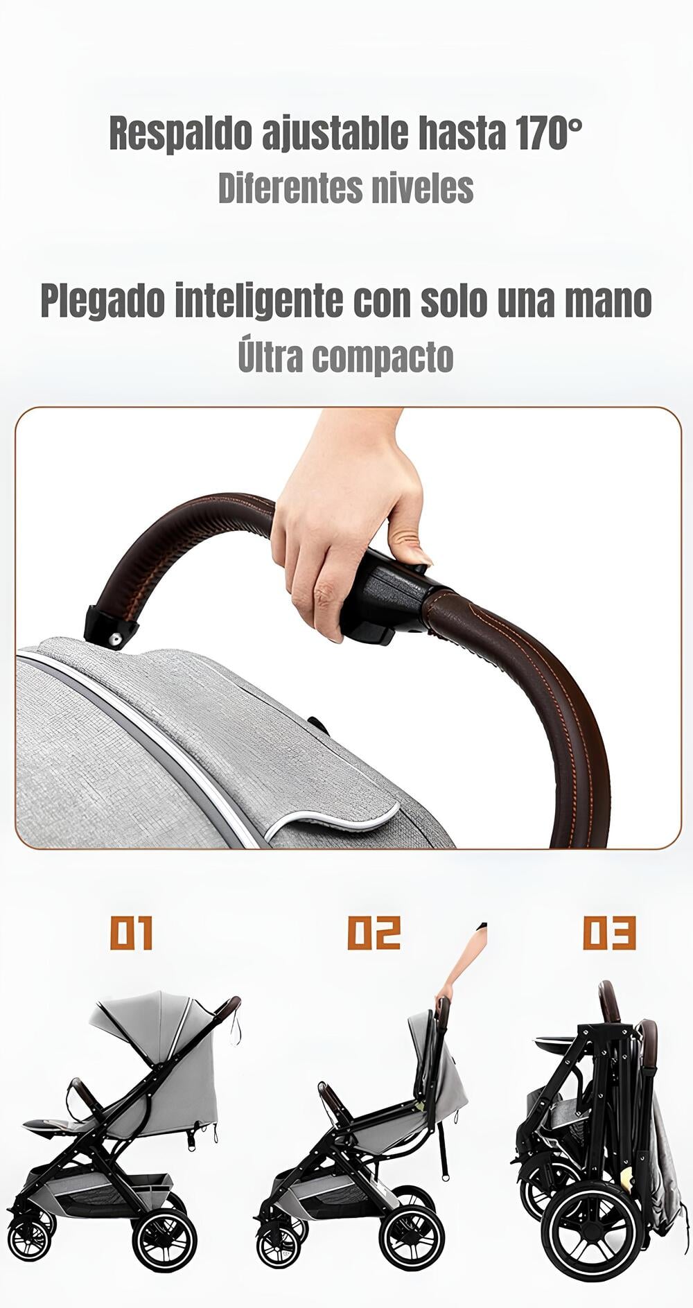COCHE DE PASEO CON CUBRE PIES LUBABYCAS GRIS - 5