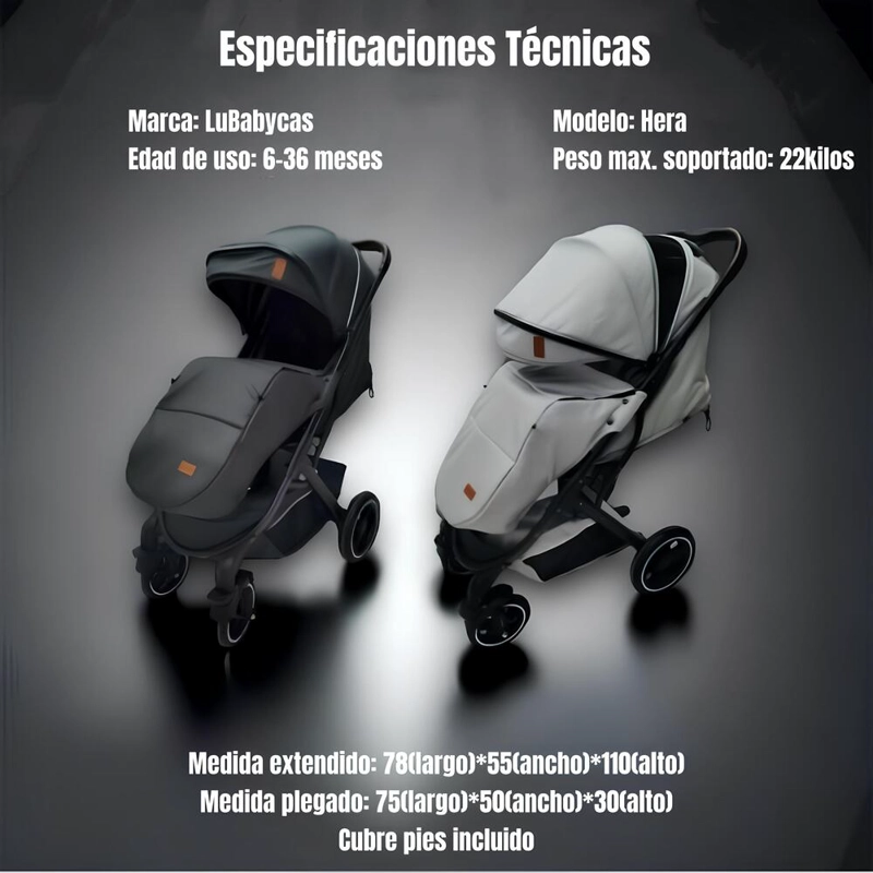 COCHE DE PASEO CON CUBRE PIES LUBABYCAS GRIS - 8