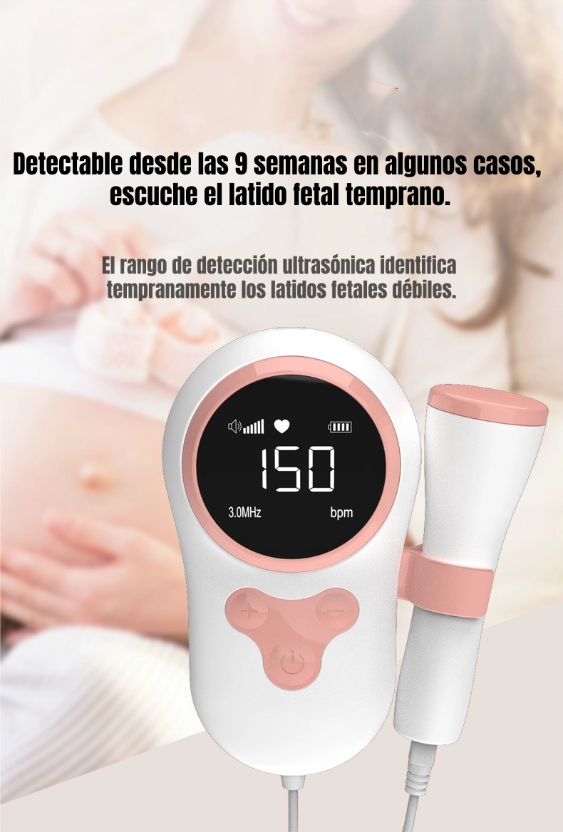 MONITOR FETAL DOPPLER LATIDOS CORAZON BEBE  GRIS LUBABYCAS - 3