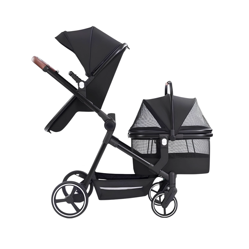 COCHE DE BEBE  Y MASCOTA 2 EN 1 MIX NEGRO BY LUBABYCAS - 1