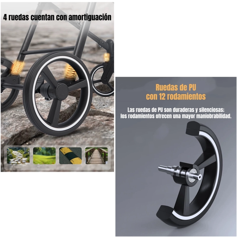 COCHE DE BEBE  Y MASCOTA 2 EN 1 MIX NEGRO BY LUBABYCAS - 7