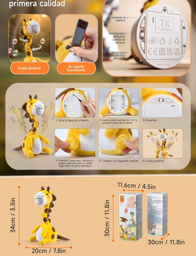 JUGUETE MUSICAL JIRAFA INTERACTIVA 4 EN 1 TM295 LUBABYCAS - 8