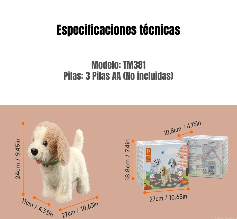 PERRO DE PELUCHE JUEGO DE JUGUETES MUSICAL TM381 LUBABYCAS - 8