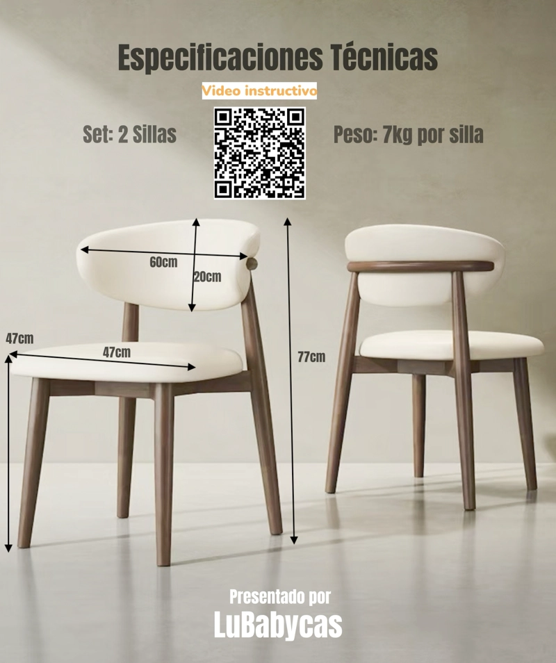 PACK 2 SILLAS DE COMEDOR COLOR MADERA FAMILY BY LUBABYCAS - 8