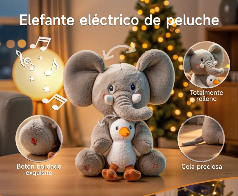 PELUCHE ELEFANTE INTERACTIVO GRABA CANTA Y SE BALANCEA TM389 - 3