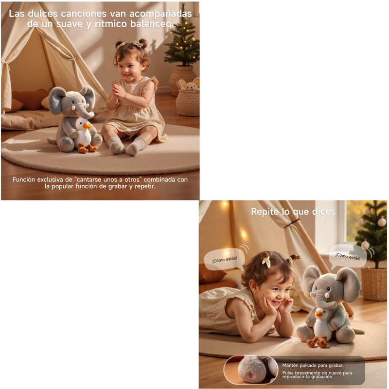 PELUCHE ELEFANTE INTERACTIVO GRABA CANTA Y SE BALANCEA TM389 - 6