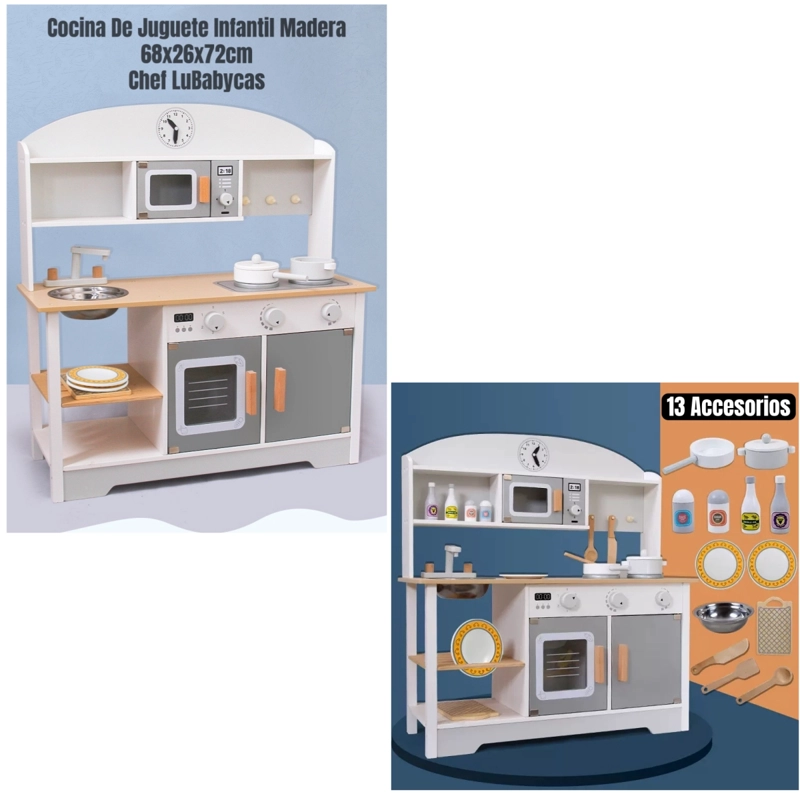 COCINA DE JUGUETE INFANTIL NIÑOS LUBABYCAS ACCESORIOS CHEF - 2