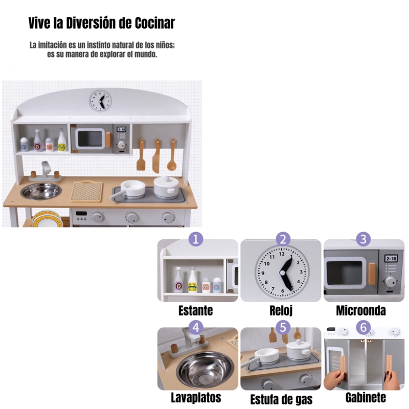 COCINA DE JUGUETE INFANTIL NIÑOS LUBABYCAS ACCESORIOS CHEF - 4