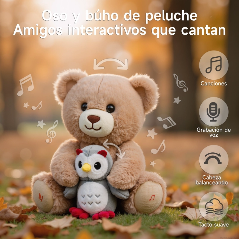 PELUCHE INTERACTIVO OSO MUSICAL GRABACION JP008 LUBABYCAS - 2