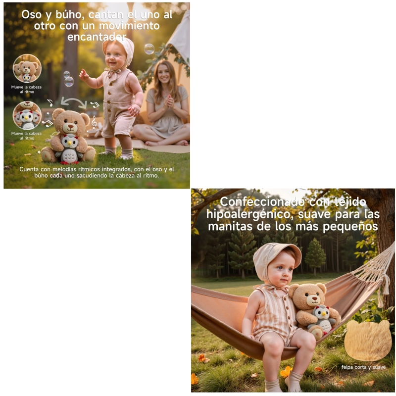 PELUCHE INTERACTIVO OSO MUSICAL GRABACION JP008 LUBABYCAS - 7