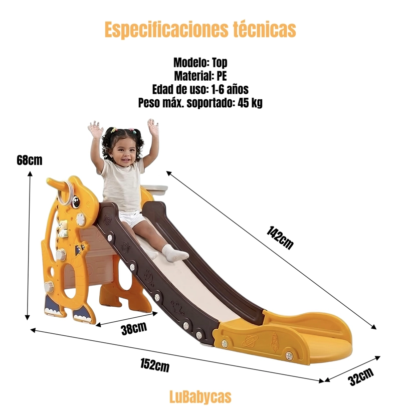 RESBALIN INFANTIL LUBABYCAS PLEGABLE TOP AMARILLO 1-6 AÑOS - 8