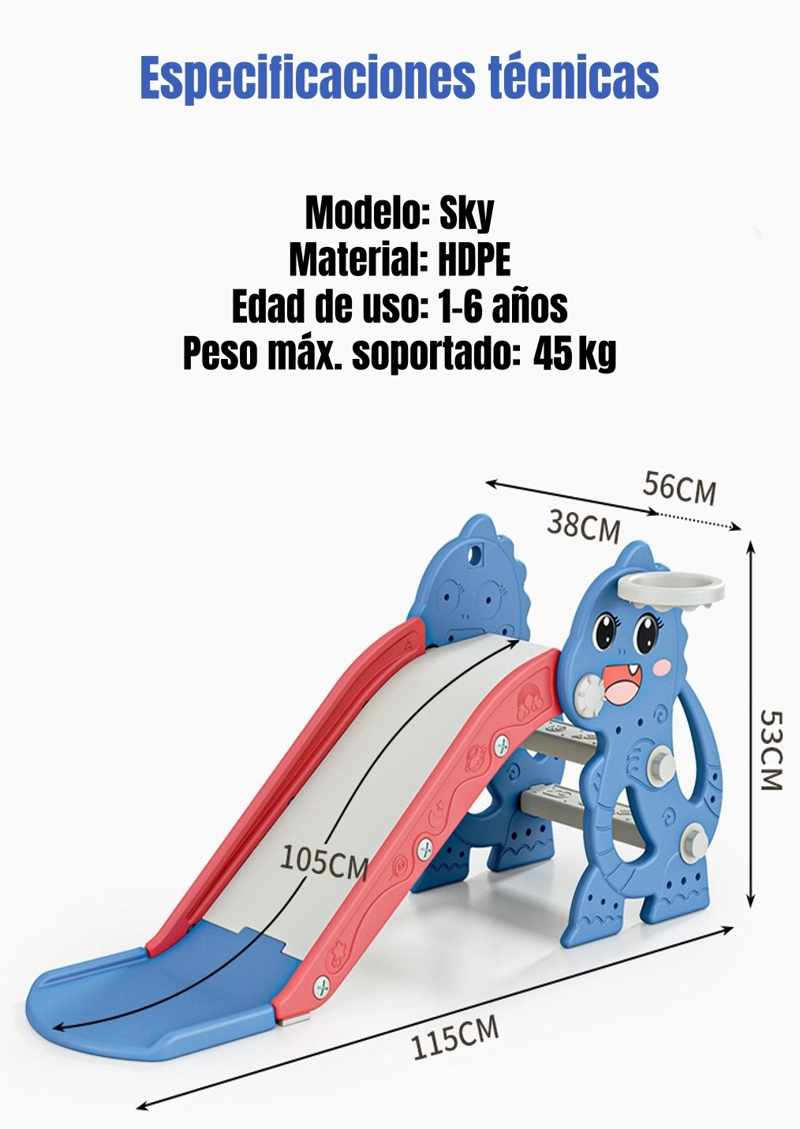 RESBALIN INFANTIL LUBABYCAS PLEGABLE 1-6 AÑOS AZUL ROJO - 7