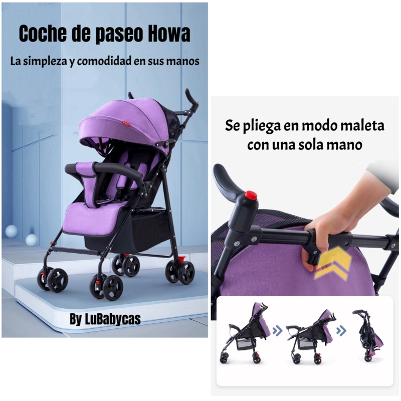 COCHE PASEO LIVIANO CON POSA VASO HOWA NEGRO LUBABYCAS - 2