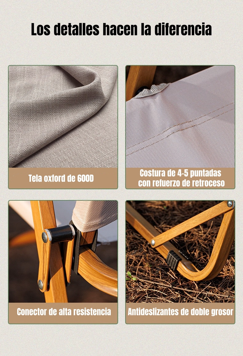 SILLA PLEGABLE CAMPING CON BOLSILLO PLAYA PICNIC BEIGE KEMI - 7