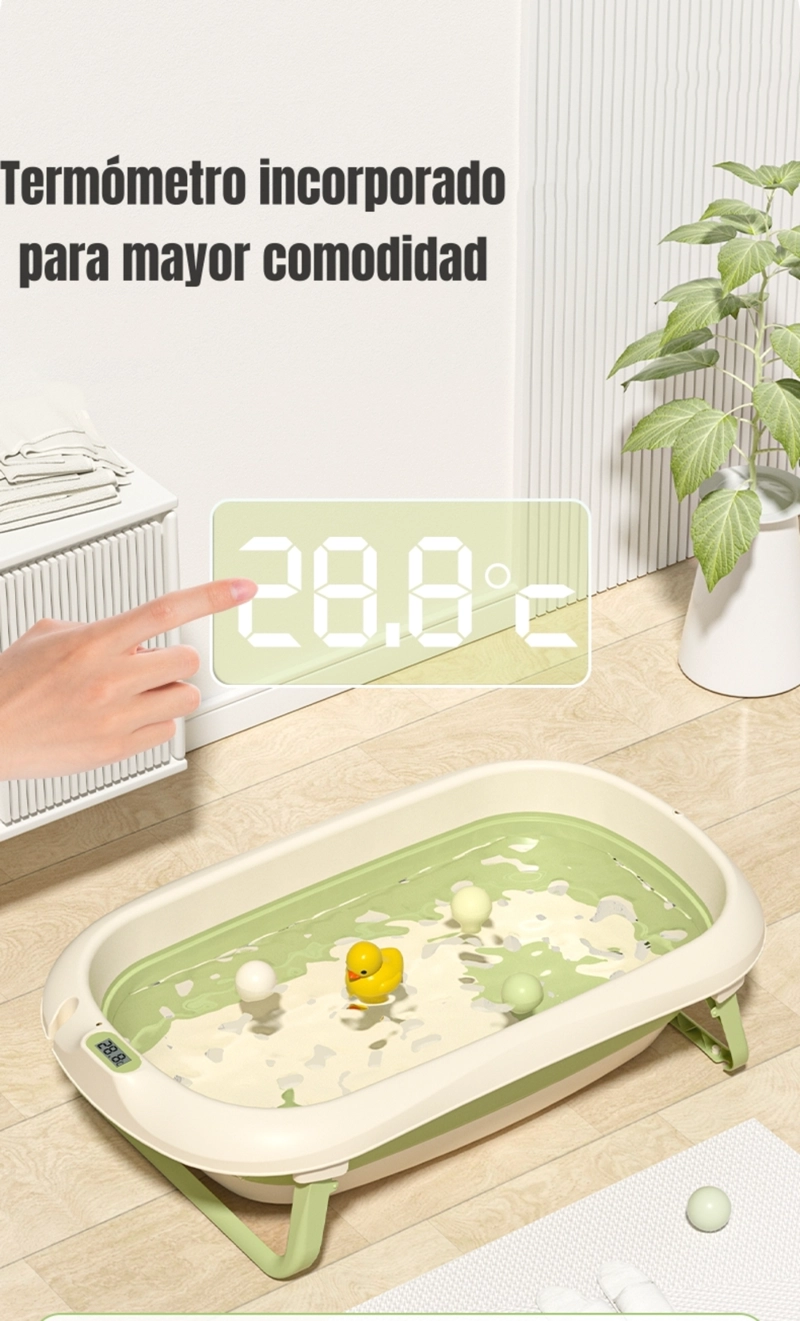 BAÑERA CON TERMOMETRO COJIN PREMIUM ROSADA LUBABYCAS - 2
