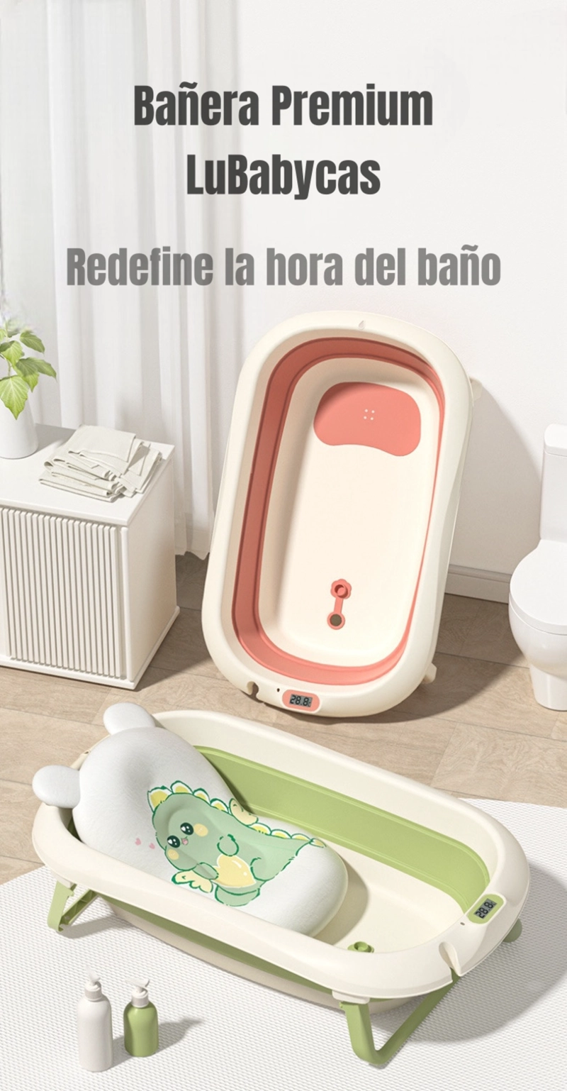 BAÑERA CON TERMOMETRO COJIN PREMIUM ROSADA LUBABYCAS - 3