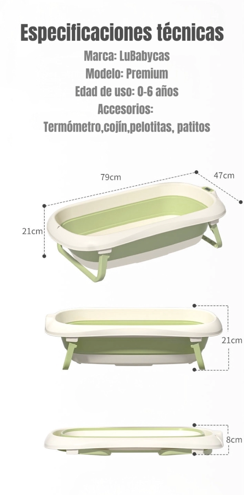 BAÑERA CON TERMOMETRO COJIN PREMIUM ROSADA LUBABYCAS - 8
