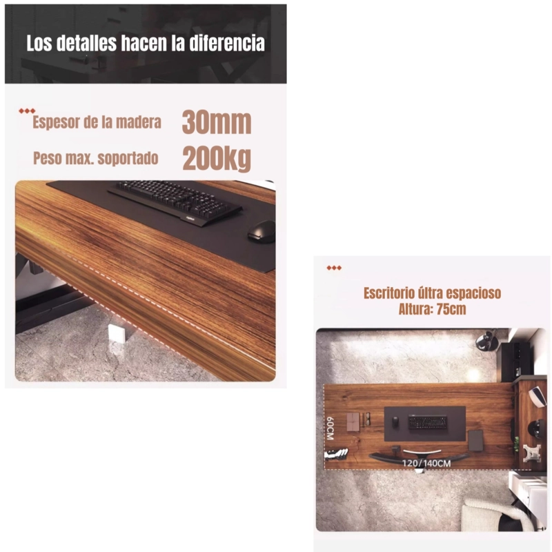 ESCRITORIO MESA COMEDOR GAMER 120*60*75CM LUBABYCAS - 2