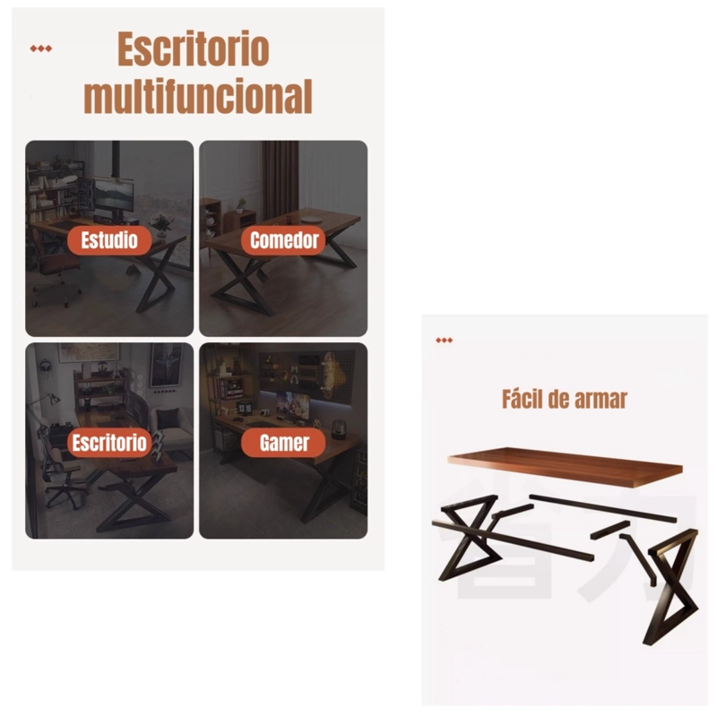 ESCRITORIO MESA COMEDOR GAMER 120*60*75CM LUBABYCAS - 7