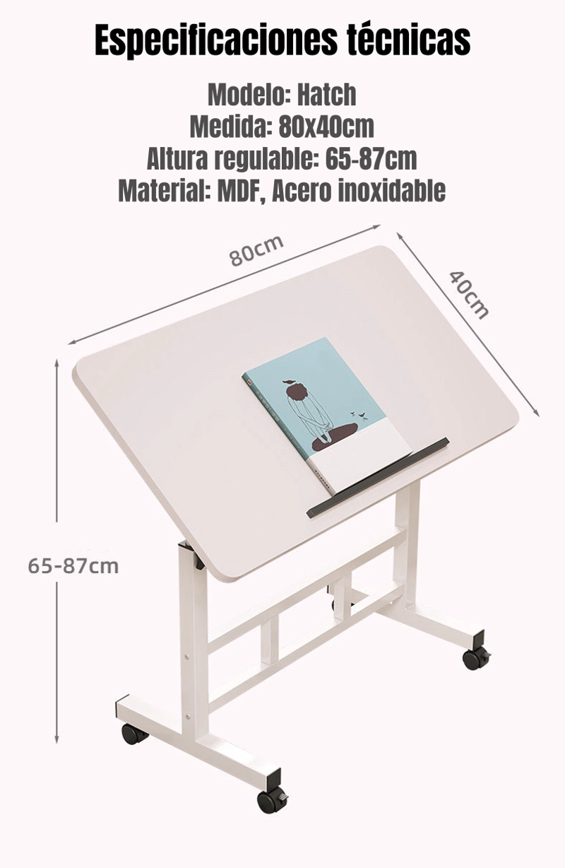 ESCRITORIO PLEGABLE HATCH 80X40CM CON BARRERA ANTIDESLIZANTE - 8