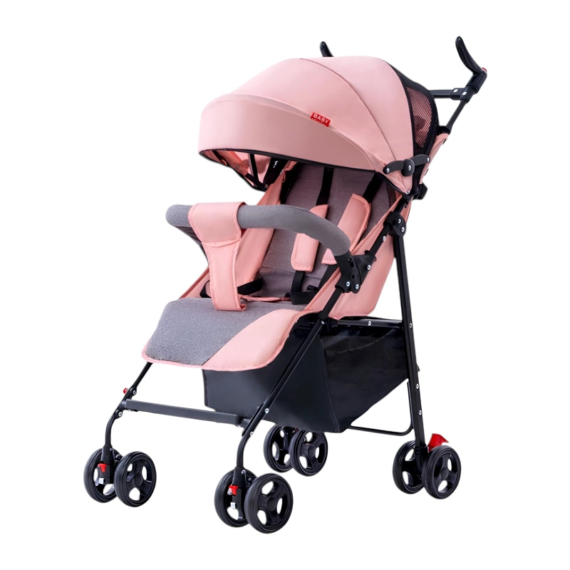 COCHE PASEO LIVIANO CON POSA VASO HOWA ROSADO LUBABYCAS - 1