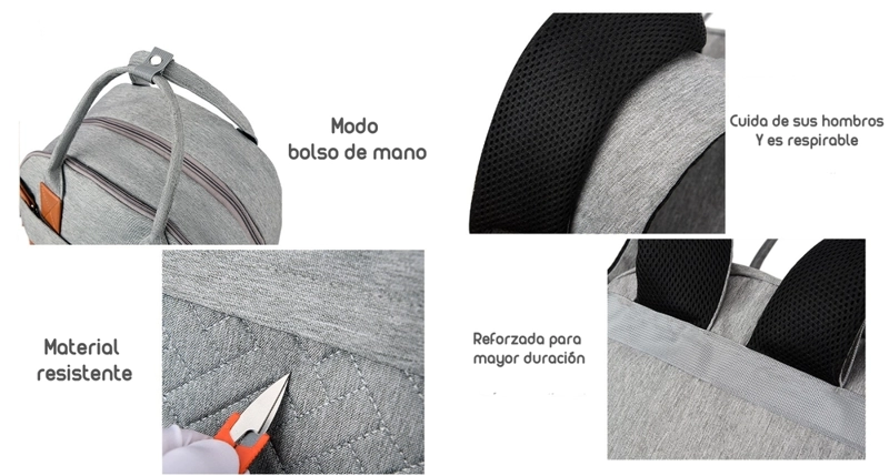 MOCHILA MATERNAL CON MONEDERO Y COLGADOR LUBABYCAS AZUL - 7