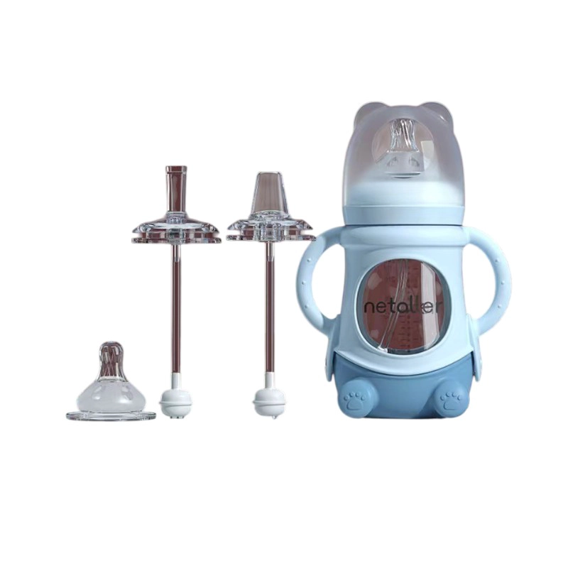 MAMADERAS CON CHUPETES Y PROTECTOR LUBABYCAS AZUL - 1