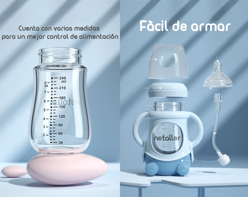MAMADERAS CON CHUPETES Y PROTECTOR LUBABYCAS AZUL - 7