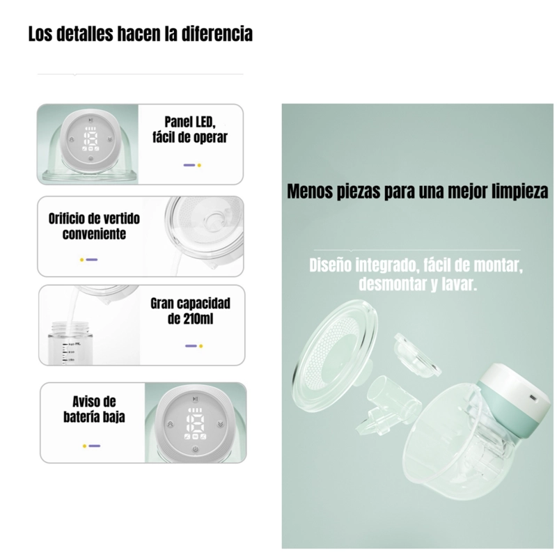 EXTRACTOR DE LECHE ELE CTRICO MANOS LIBRE W103 LUBABYCAS - 7